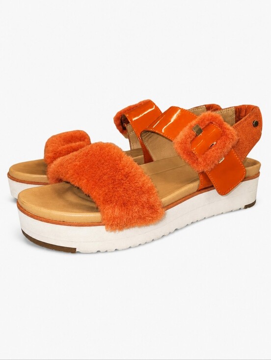 UGG Shoes - UGG | Le Fluff Orange Shearling Platform Sandals US 11